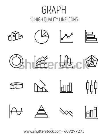 Set of graph icons in modern thin line style. High quality black outline diagram symbols for web site design and mobile apps. Simple people graph on a white background.