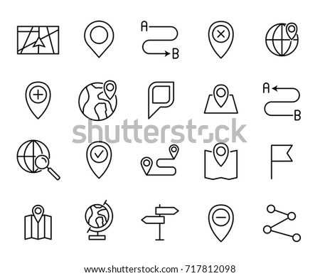 Premium set of map line icons. Simple pictograms pack. Stroke vector illustration on a white background. Modern outline style icons collection. 