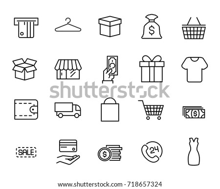 Premium set of shopping line icons. Simple pictograms pack. Stroke vector illustration on a white background. Modern outline style icons collection. 