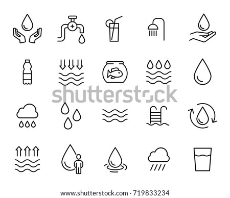 Premium set of water line icons. Simple pictograms pack. Stroke vector illustration on a white background. Modern outline style icons collection. 