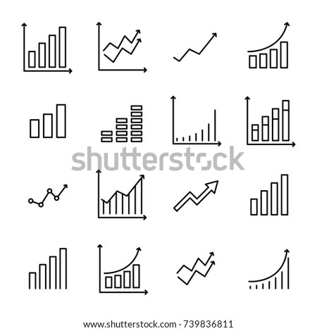 Set of premium growth icons in line style. High quality outline symbol collection of graph. Modern linear pictogram pack of diagram. Stroke vector illustration on a white background.