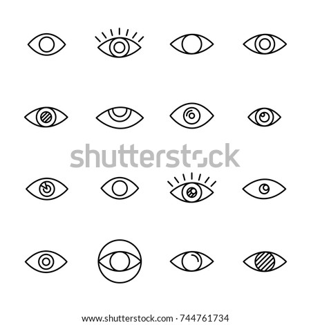 Premium set of eye line icons. Simple pictograms pack. Stroke vector illustration on a white background. Modern outline style icons collection.  Stockfoto © 