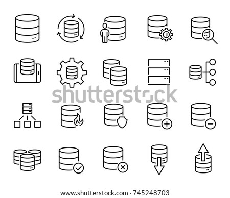 Simple set of database related outline icons. Elements for mobile concept and web apps. Thin line vector icons for website design and development, app development. Premium pack.