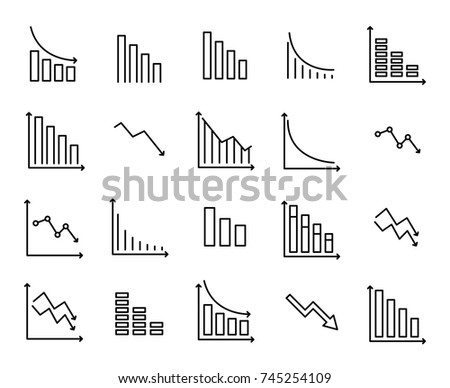 Simple collection of reduction related line icons. Thin line vector set of signs for infographic, logo, app development and website design. Premium symbols isolated on a white background.