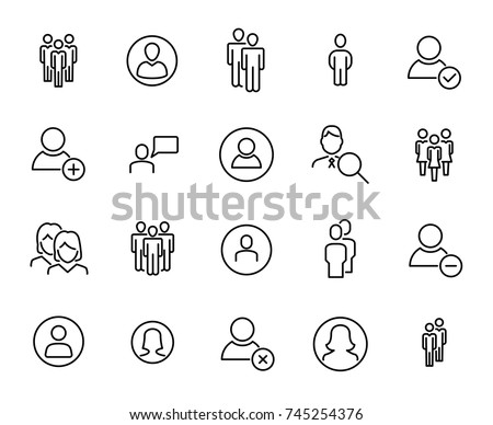 Modern outline style people icons collection. Premium quality symbols and sign web logo collection. Pack modern infographic logo and pictogram. Simple user pictograms on a white background.