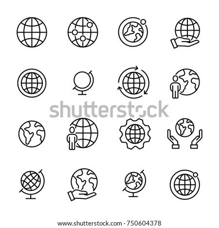 Simple set of globe related outline icons. Elements for mobile concept and web apps. Thin line vector icons for website design and development, app development. Premium pack.