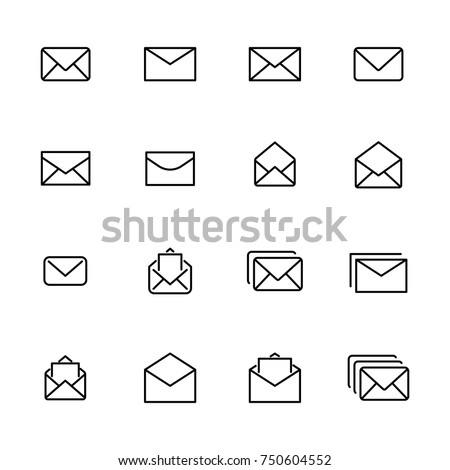 Modern outline style mail icons collection. Premium quality symbols and sign web logo collection. Pack modern infographic logo and pictogram. Simple e-mail pictograms.