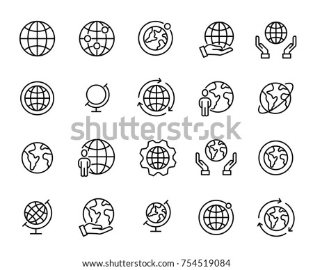 Simple set of globe related outline icons. Elements for mobile concept and web apps. Thin line vector icons for website design and development, app development. Premium pack. ストックフォト © 