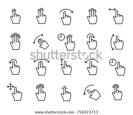 Premium set of gesture line icons. Simple pictograms pack. Stroke vector illustration on a white background. Modern outline style icons collection. 