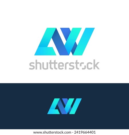 Initial Letters AW Logo Design. Alphabet AW Letter Logo Design 
with Blue and Turquoise Colors Vector