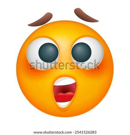 Dizzy emoji on white background. Cute surprized, shocked emoticon.