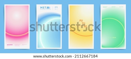 Social media story post template with modern smooth gradient. Gradient stories template design set for poster, social media post and promo banners. Circular science space gradient post frame. Vector.