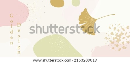 Japanese aesthetic background pattern. Tradition design style banner card with geometric elements and abstract shapes. Geometric shapes and gingko leaf. 商業照片 © 