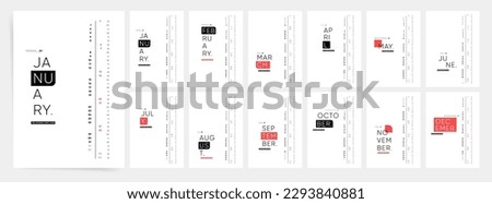 Wall Monthly Modern Calendar 2024. Simple monthly Creative Calendar Layout for 2024 year in English. Cover Calendar, 12 months templates. Week starts from Monday. Vector illustration