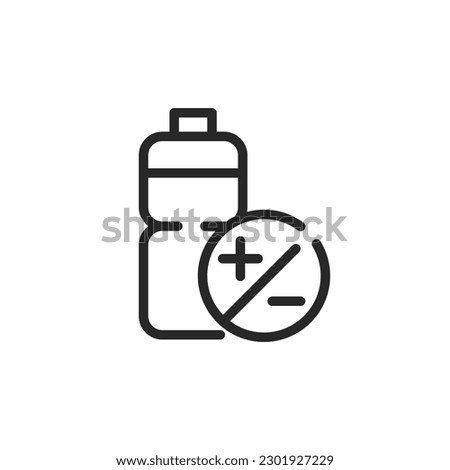 Ionic Water Electrolytes Icon. Vector Outline Editable Symbol of Bottle of Water Full of Electrolytes Ionic Water.