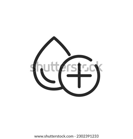 Water Plus Sign Icon. Vector Outline Concept of Increased Hydration or Water Addition, Drop with Plus Sign, Vector Design.