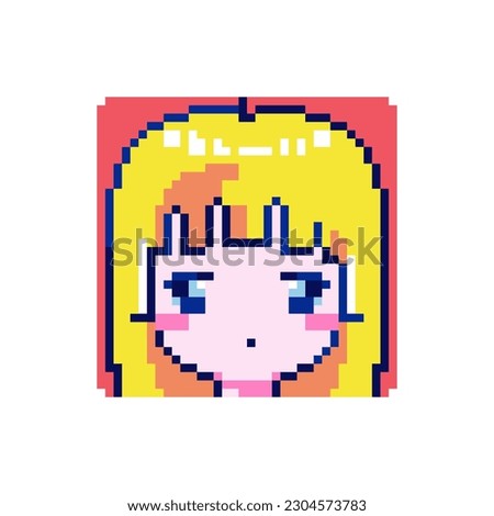 Cute Pixel Art Emote Icons. Expressive 8bit Blonde Girl Emoji Experiencing Neutral Indifferent Emotions - Perfect for Decorative Digital Art, Game Streaming, Stickers, Video Game Element.