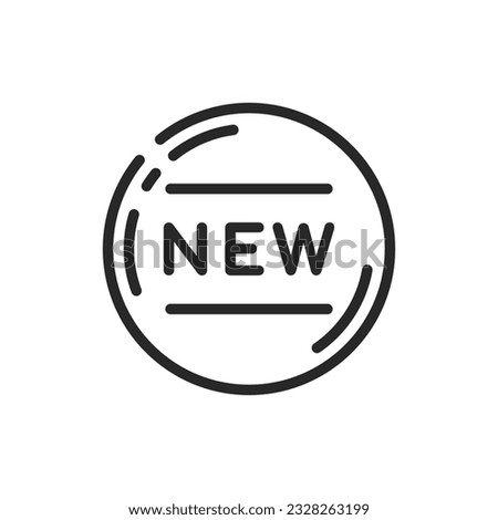 New Label Icon. Vector Linear Editable Sign of Sticker with Inscription 'NEW', Symbolizing Fresh Arrival, New Launch, and Recent Product Update.