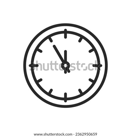 Midnight Clock Icon. Vector Outline Editable Isolated Sign of the Last Moments Before New Year, Last Minute New Year's Countdown. Midnight Clock Reminder. 11:55 PM Time.