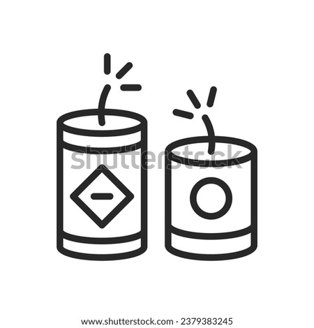 Firecracker Petard Icon. Vector Linear Illustration of Traditional Pyrotechnic Device Used for Celebrations, Festivals, and Events. Symbol of Joyful Noise and Festive Burst.