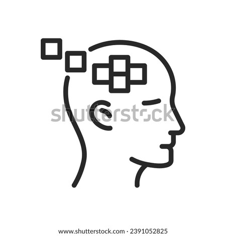 Amnesia Icon. Vector Outline Editable Isolated Sign of a Human Head with Missing Fragments, Symbolizing Memory Loss and the Struggle to Recall.