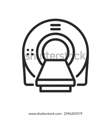 MRI and CT Scanner Icon. Thin Line Illustration for Diagnostic Medical Scan Imaging in Healthcare and Hospital Settings. Isolated Outline Vector Sign.