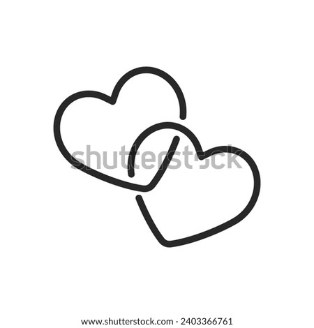 Chain of Hearts Interconnected Icon - Linear Vector Pictogram for Linked Love Symbol, Chain of Affection Design, Romantic Unity and Relationship