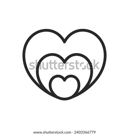 Triple Hearts Icon - Elegant and Simple Linear Vector Trio Heart Pictogram Romantic Symbols, Love Illustrations, and Valentine's Day Themes.