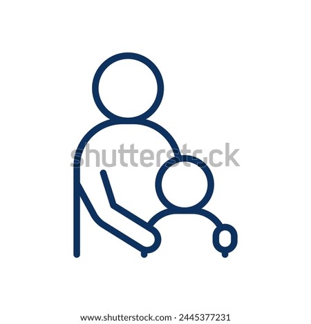 Parental Guidance and Support Icon. Simple Line Illustration of an Adult Helping a Child, Symbolizing Support, Guidance, and Parent-Child Relationships.