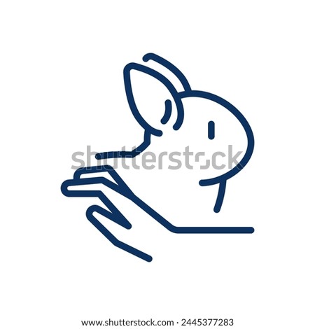 Contact Pet Zoo Icon. Simple Line Illustration of a Rabbit, Symbolizing Animal Interaction, Learning, and Family-Friendly Activities in Interactive Domestic Zoo.