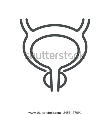 Male Urinary Tract Icon. Line Vector Illustration of Male Urinary System, Symbolizing Urological Health and Anatomy. Isolated Outline Sign.