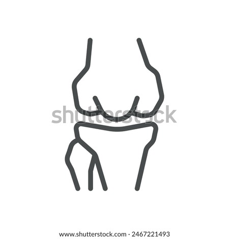 Knee Joint Icon. Isolated Line Illustration of Human Knee Joint, Representing Orthopedics, Joint Health, and Musculoskeletal System. Perfect for Medical and Healthcare Applications.