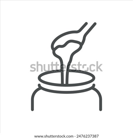 Jar of Honey and Spoon Icon. Simple Line Illustration of a Spoon Pouring Honey into a Jar, Symbolizing Sweetness and Natural Sweeteners. Vector Symbol on White Background.