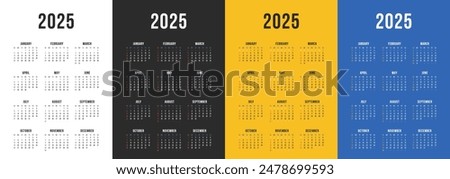 Calendar 2025, Calendar 2025 Week Starts Sunday One Page A4 Business Design Planner Template.