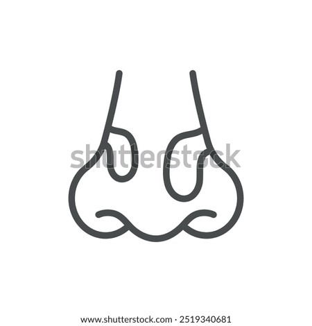 Enlarged Turbinates Hypertrophy Icon. Thin Line Illustration of Nose with Enlarged Turbinates. Medical Vector Sign for Nasal Obstruction and Breathing Issues.