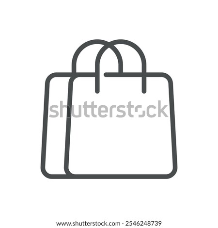 Double Shopping Bag Icon, Minimalist Line Art Representing Multiple Bags Set for Retail and Merchandise, Vector Illustration