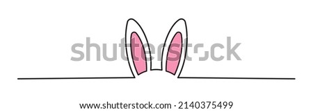 Easter Bunny Ears line art banner