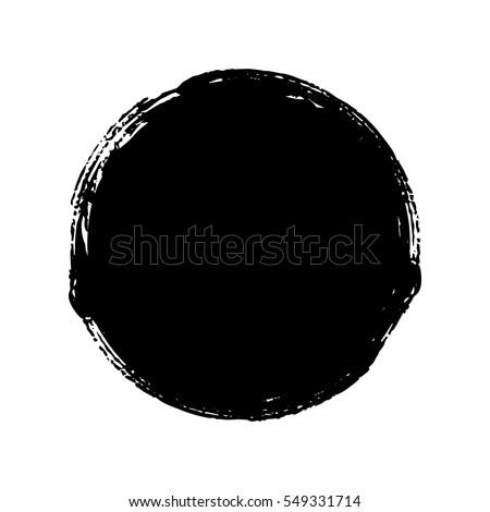 Black round button. Hand painted ink blob. Hand drawn grunge circle. Graphic design element for web, corporate identity, cards, prints etc. Vector illustration