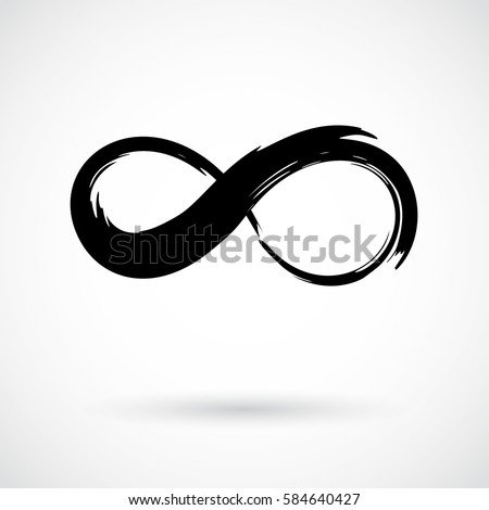 Infinity symbol. Eternal, limitless emblem. Black mobius ribbon silhouette. Modern grunge brush stroke. Cycle, endless, life concept. Graphic design element for card, logo, tattoo. Vector illustration