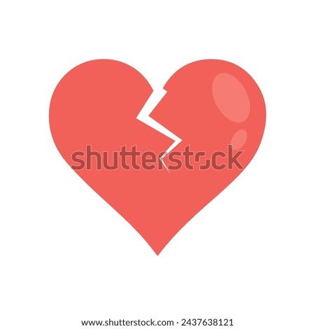 Light pink broken heart vector white background.