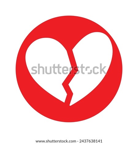 Heart love broken heart vector illustration with white background.