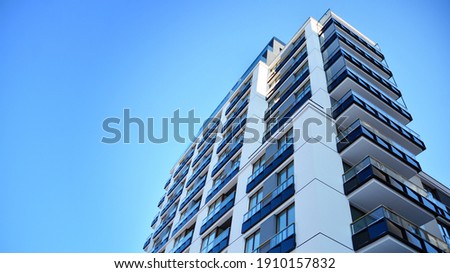 Modern apartment building in sunny day. Exterior, residential house facade. Сток-фото © 