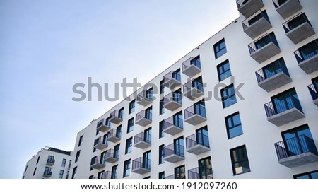 Modern apartment building in sunny day. Exterior, residential house facade. Stock foto © 