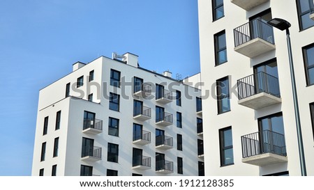 Modern apartment building in sunny day. Exterior, residential house facade. Stock foto © 