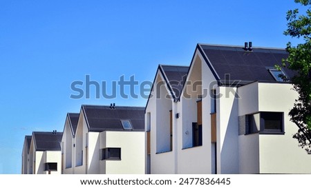 Similar – Image, Stock Photo Facade of a modern high-rise building with thunderclouds.