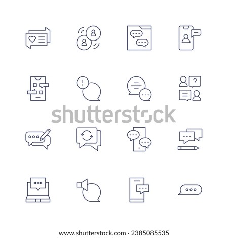 Chat icon set. Thin line icon. Editable stroke. Containing bubble chat, chat box, chat, facetime, job interview, speech bubble, answer.