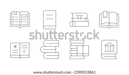 Book icons. Editable stroke. Containing book, books, database, reading, history book, open book.