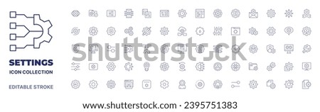 Settings icon collection. Thin line icon. Editable stroke. Editable stroke. Settings icons for web and mobile app.