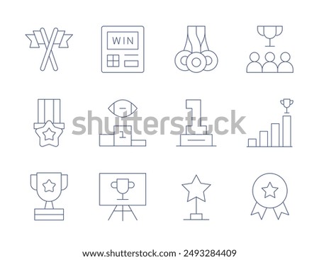 Winner icons. Thin Line style, editable stroke. vending machine, winner, winning, award, flags, medal, medals, star, trophy, rating.