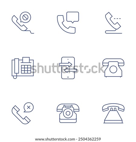 Phone icons set. Thin Line style, editable stroke. call, smartphone, rotary, telephone, phone call.